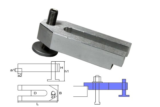 heigth-adjustable cast aluminum yokeclamp  M12/14x100x40x20