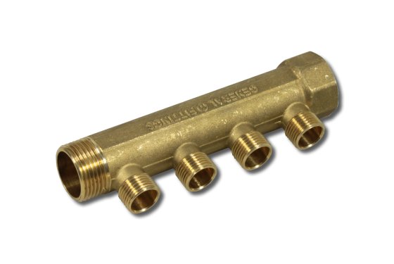 1" Verteiler mit 4x 1/2" Anschlüssen
