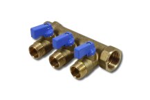 3/4" Verteiler mit 3x 1/2" Kugelhähnen