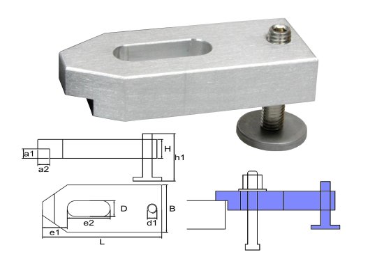 Verstellbares Gussaluminum Spanneisen M12/14x100x40x20