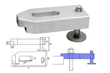 heigth-adjustable cast aluminium clamp M12/14x100x40x20